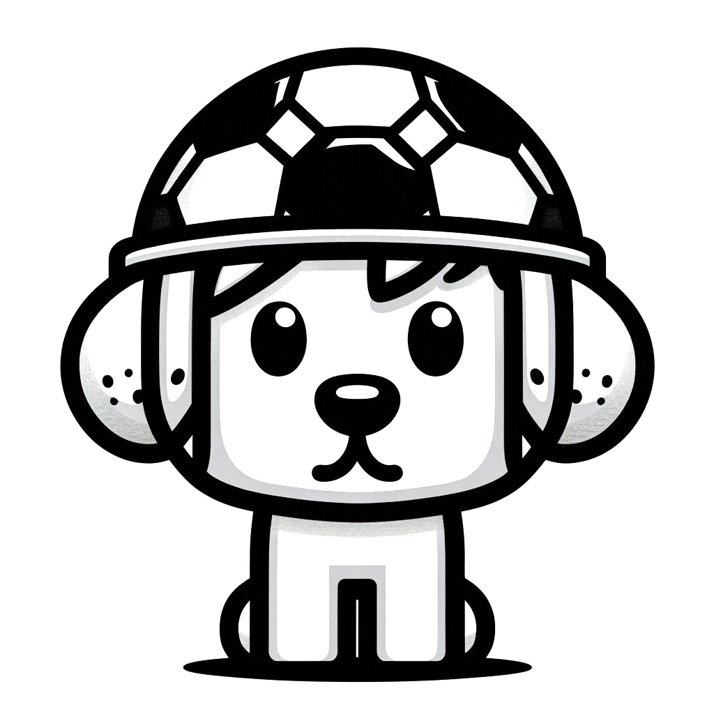 This Roblox-stylized dog is ready to defend the goal with style, rocking a shiny soccer ball helmet perched snugly on its head.